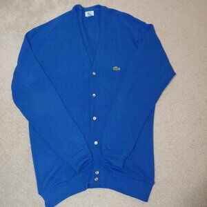 IZOD LACOSTE Holiday 1989 Orlon Acrylic V-Neck Buttons Cardigan Blue Size 1X Big